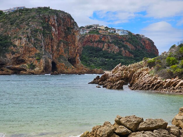 Gap between the rock reef off the coast and the sea