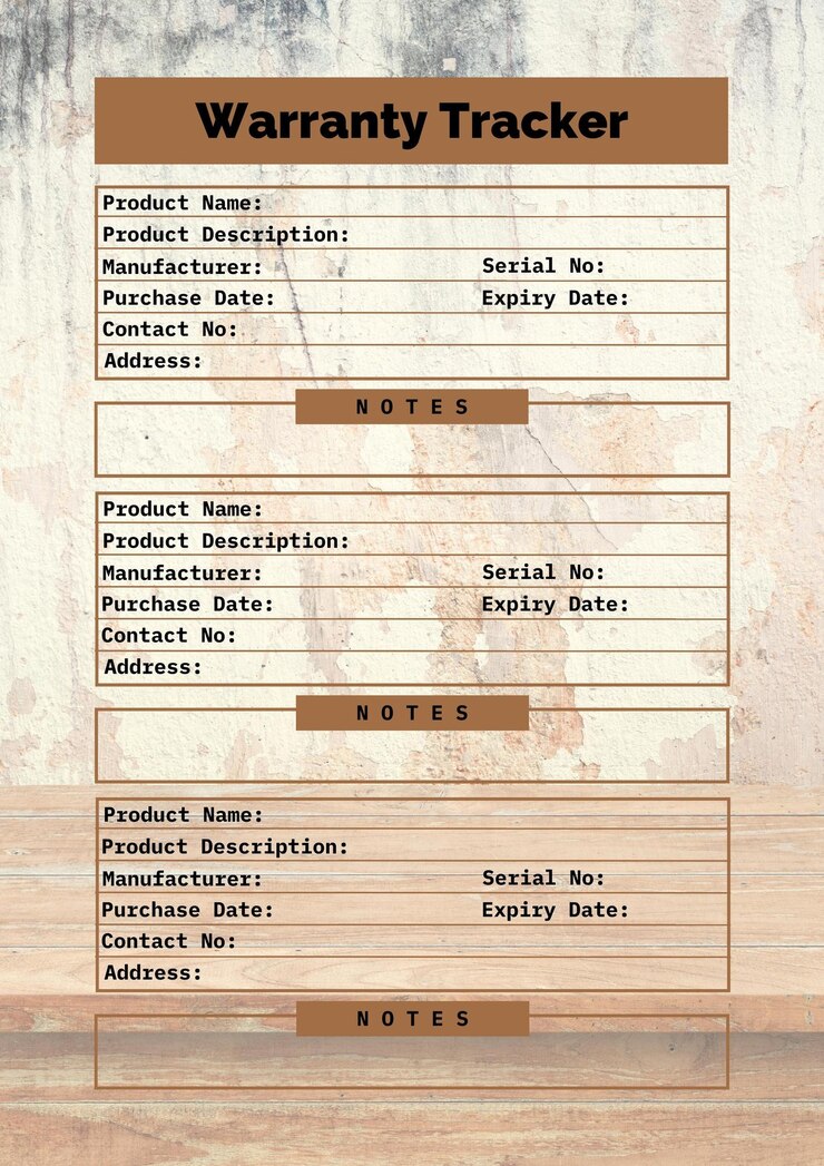 Foto garantietracker planner digitale planning inlegblad afdrukbare paginasjabloon
