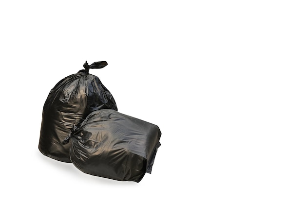 Photo garbage bags on white background