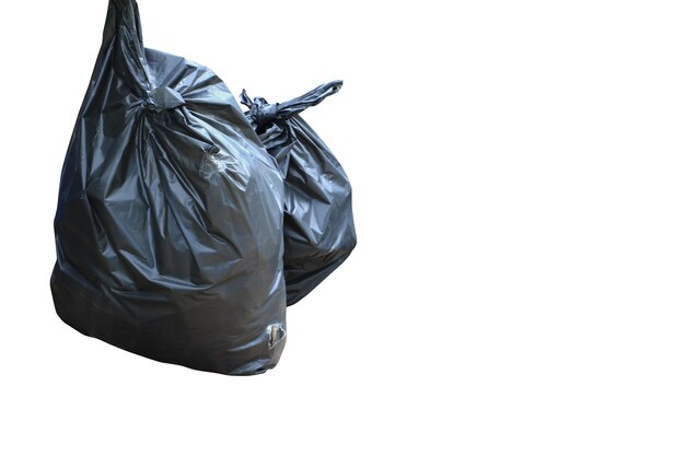 Photo garbage bags on white background