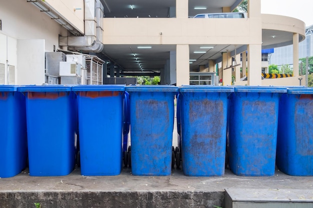 Garbage bin blue old sorted