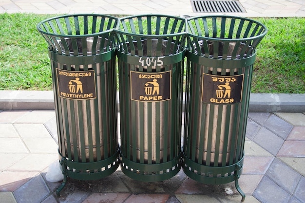 Garbage boxes on the street for trash sorting