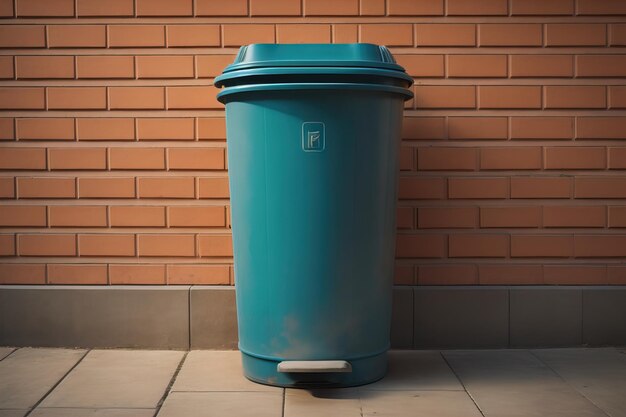 Garbage can on a colorful wall background vintage color tone style ai generative