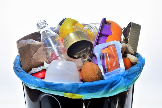 garbage can on white background