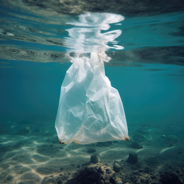 Garbage dumb in sea Plastic pollution of Earth generative Ai