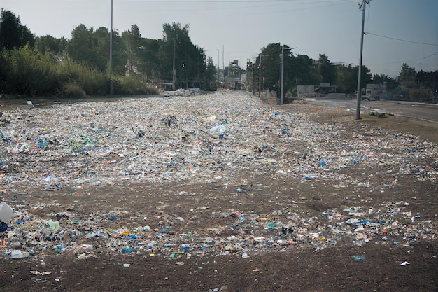 Garbage in forest polluting environments