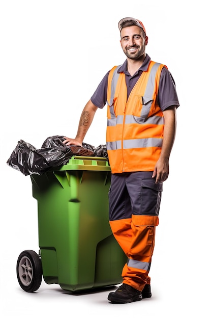 Garbage Man with Dustcart in City AI Generated