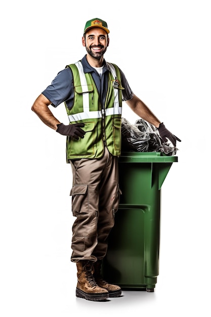 Photo garbage man with dustcart in city ai generated