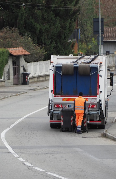 Garbage truck waste collection vehicle in Turin