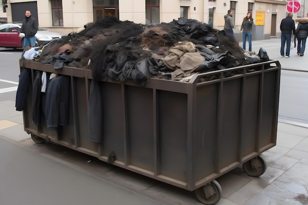 都市部のゴミがゴミ捨て場から溢れ、投棄された衣服で汚染を引き起こす