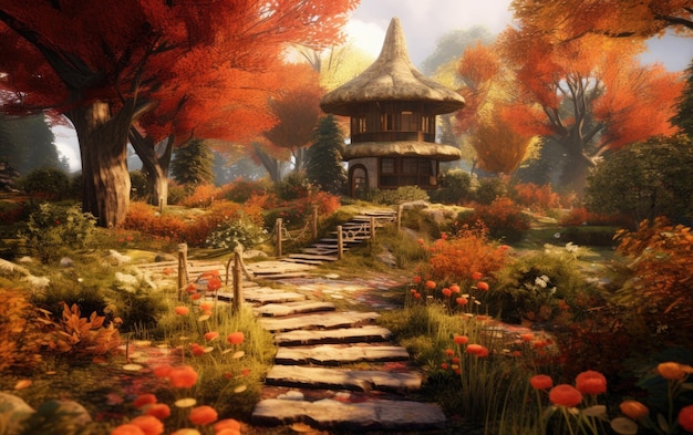 A garden in autumn