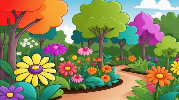 Photo garden background cartoon