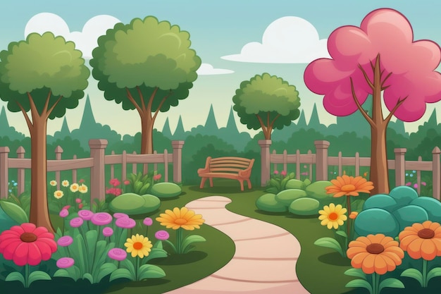 Premium Photo | Garden background cartoon