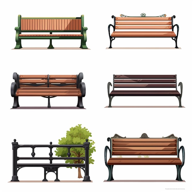 Photo garden bench cartoon wooden and wicker furniture for streets and parks