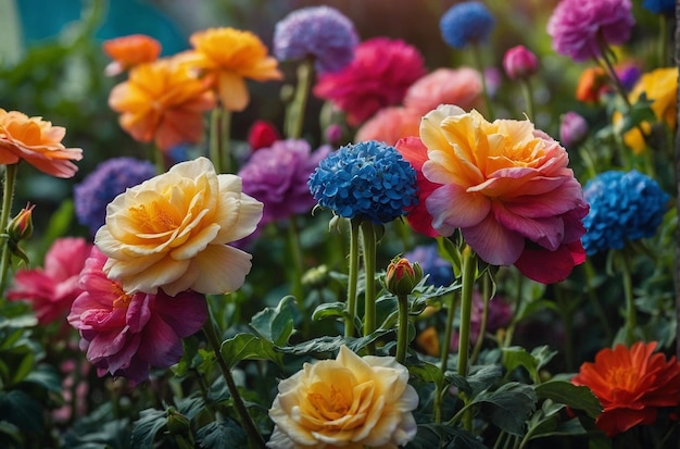 Garden Blooms in Rainbow Hues