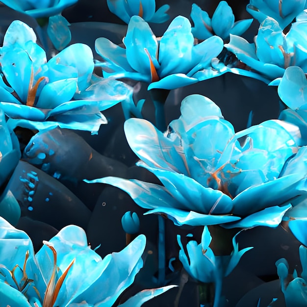 A garden of blue flowers