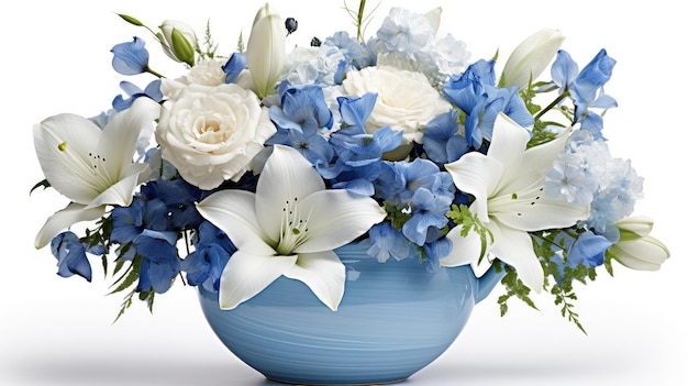 Photo garden blue and white flowers