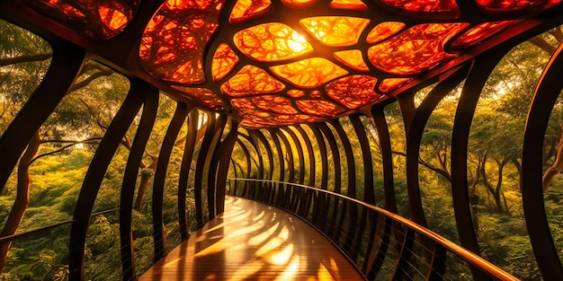 Garden bridge of the wind tree canopy