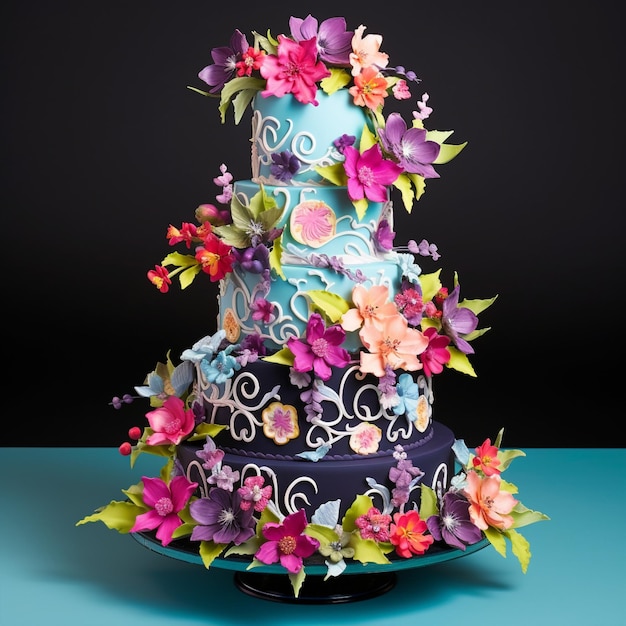 Photo garden of delights a vibrant multitiered wedding cake