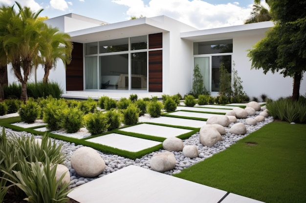 Premium AI Image The garden design of a modern house