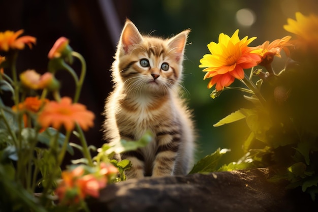 Garden Fantasy of a Playful Kitten