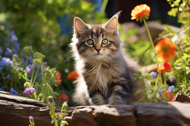 Garden Fantasy of a Playful Kitten