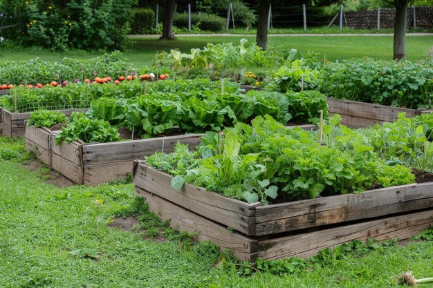 Photo a garden filled with lots of green plants