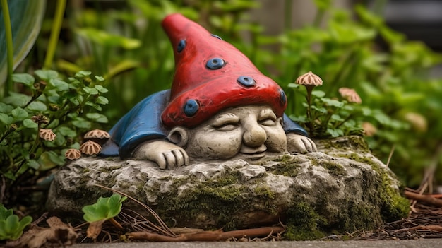 Garden Gnome Sunbathing and Relaxing