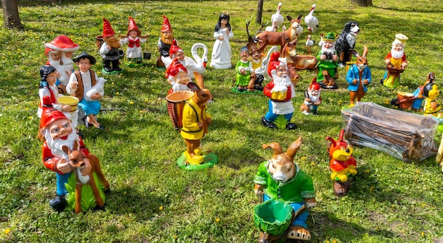 Garden gnomes for sale in market