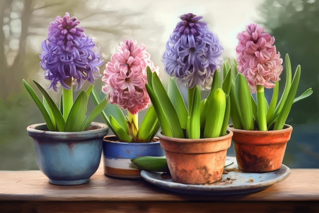 Garden hyacinth flower pot Generate Ai