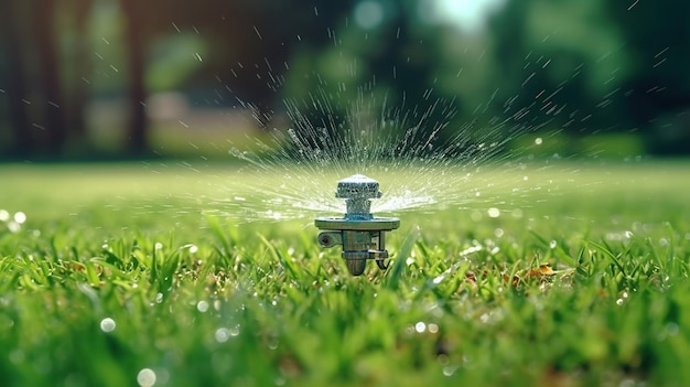 庭の灌漑システム芝生自動芝生スプリンクラー緑の芝生に水をまく選択と集中生成 Ai