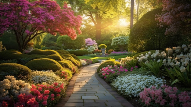 Premium Photo | The garden is a beautiful setting for the summer.