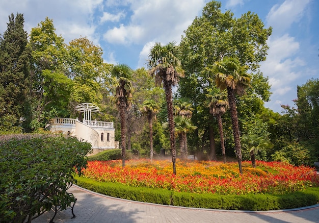 Garden landscape with fountain