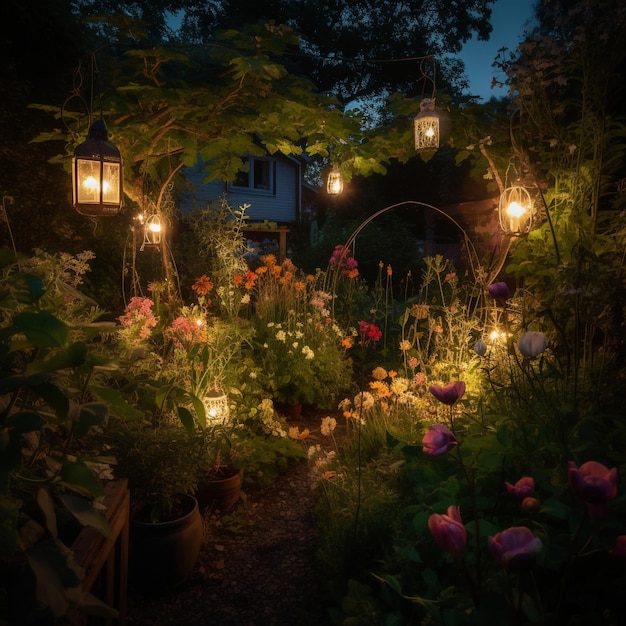 Garden at night