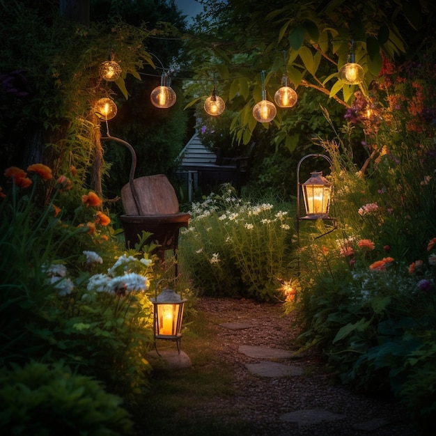 Garden at night