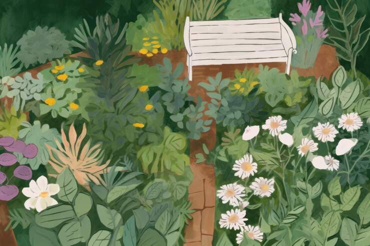 Photo garden painting outdoors drawing
