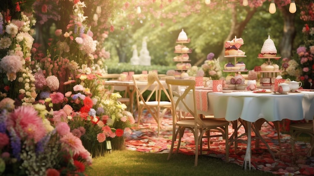 Цветочный фон садовой вечеринки