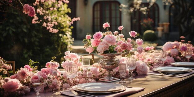 A Garden Party With Floral Arrangements Wallpaper