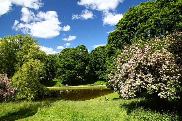 The garden of the Royal Palace in Oslo Norway