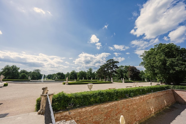 Garden of Slavkov Castle also known as Austerlitz Castle is a Baroque palace in Slavkov u Brna Czech Republic