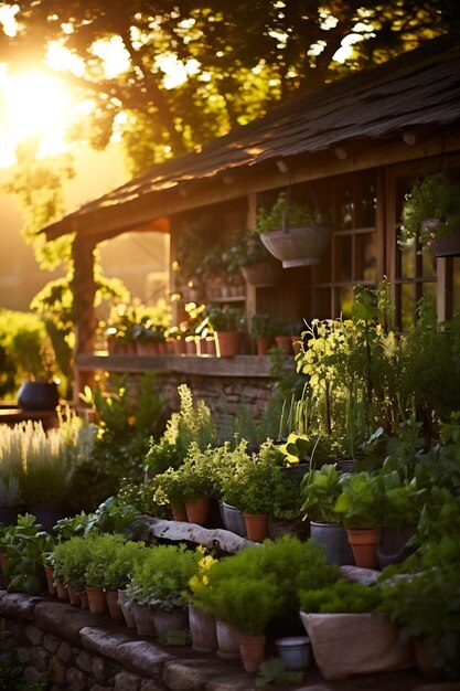 a garden in the summer sun