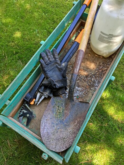 Garden tools and wagon