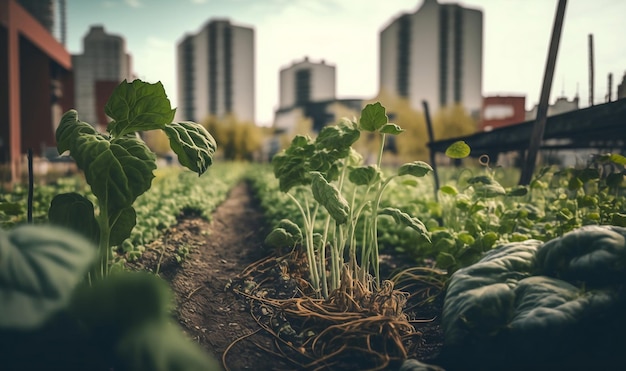 Garden and vegetable beds in the city Generated AI