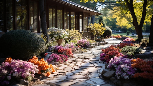 写真 美しい色彩の組み合わせの庭園の景色