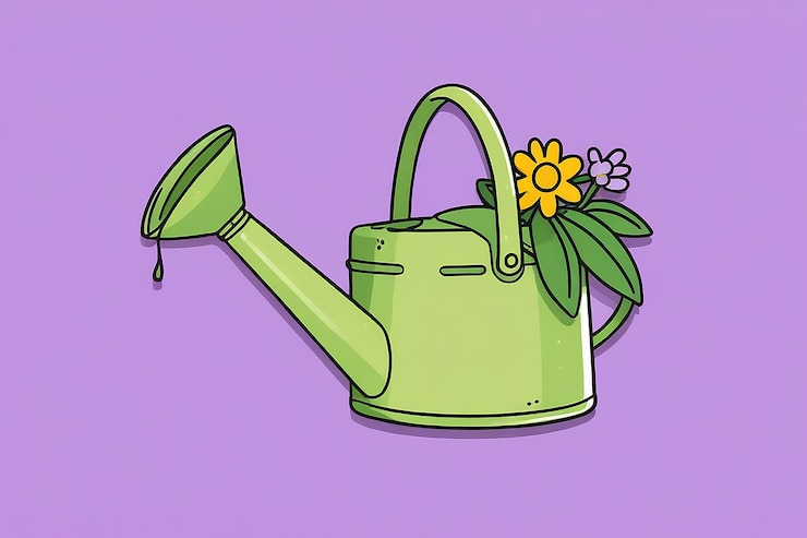 Photo garden watering can spring icon illustration