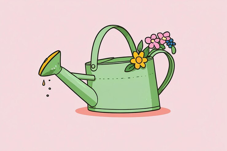 Photo garden watering can spring icon illustration