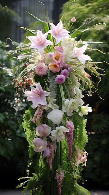 庭 の 結婚 式 の 花飾り