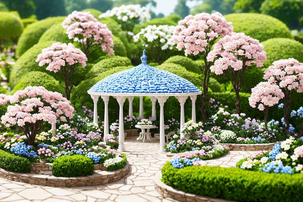 Garden with colorful flowers