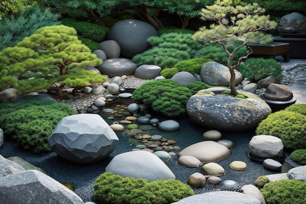 Garden with rocks