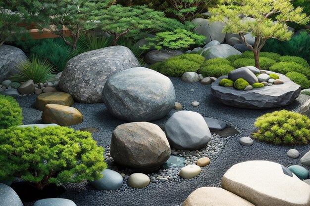 Garden with rocks
